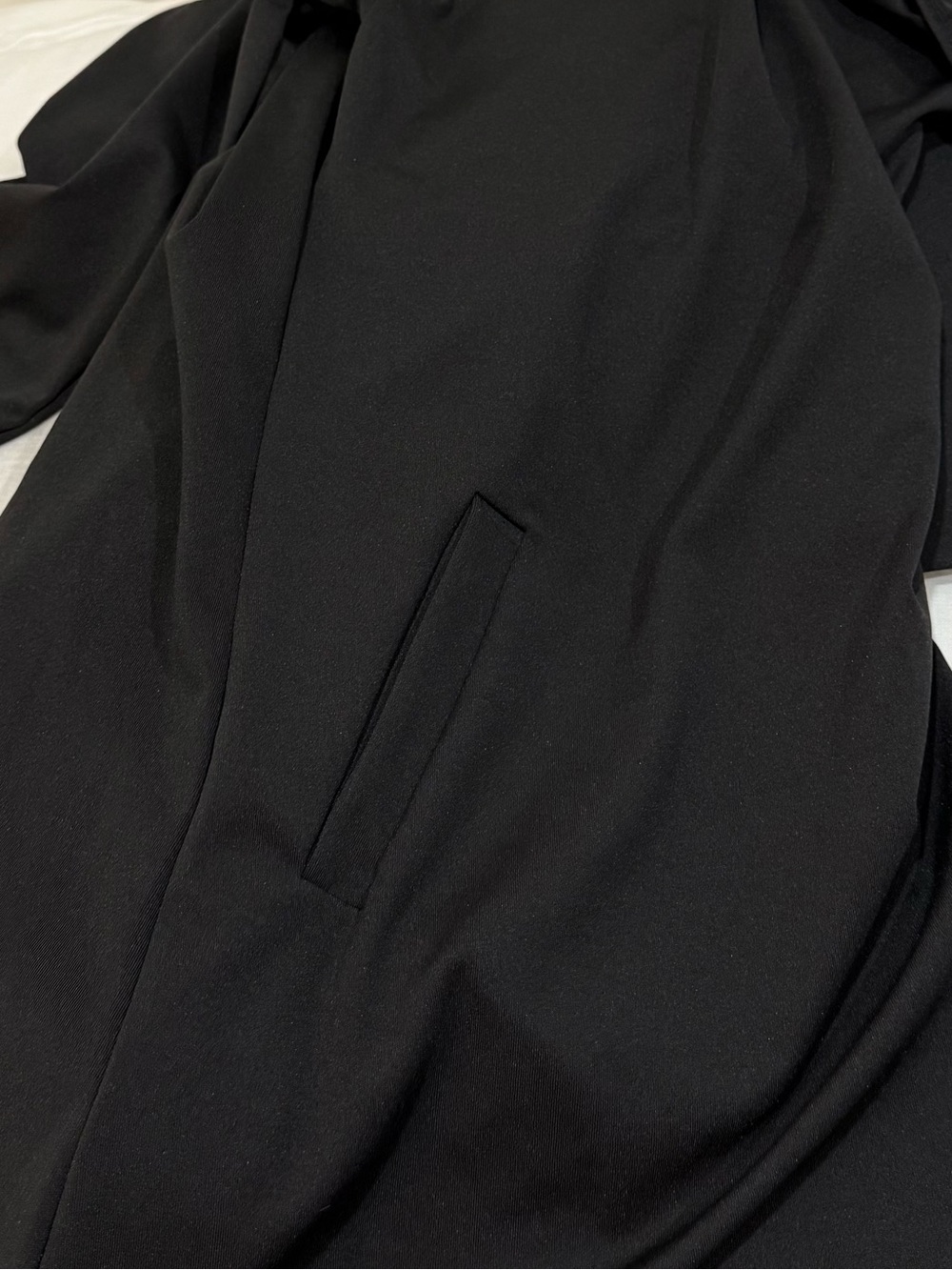 Black Open Front Draped Cardigan With Pockets - Picture 3 of 4